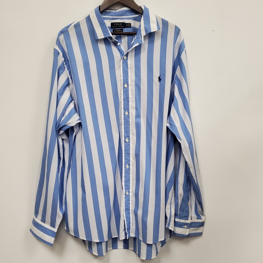 Polo Ralph Lauren Mens Classic Fit Long Sleeve Striped Button Shirt Size XXL